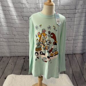 Cat and Jack Kids Long Sleeve Robot Graphic Pullover Cotton Blend Tee NWT M 8/10